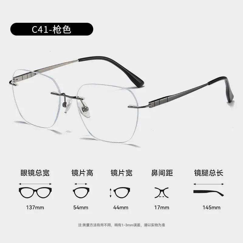 Bclear Women's Rimless Polygon Square Titanium Eyeglasses 694710