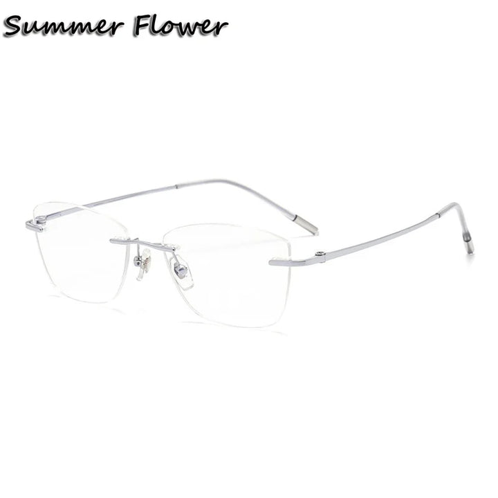 Summer Flower Women's Rimless Square Titanium Eyeglasses 841022 Rimless Summer Flower Silver