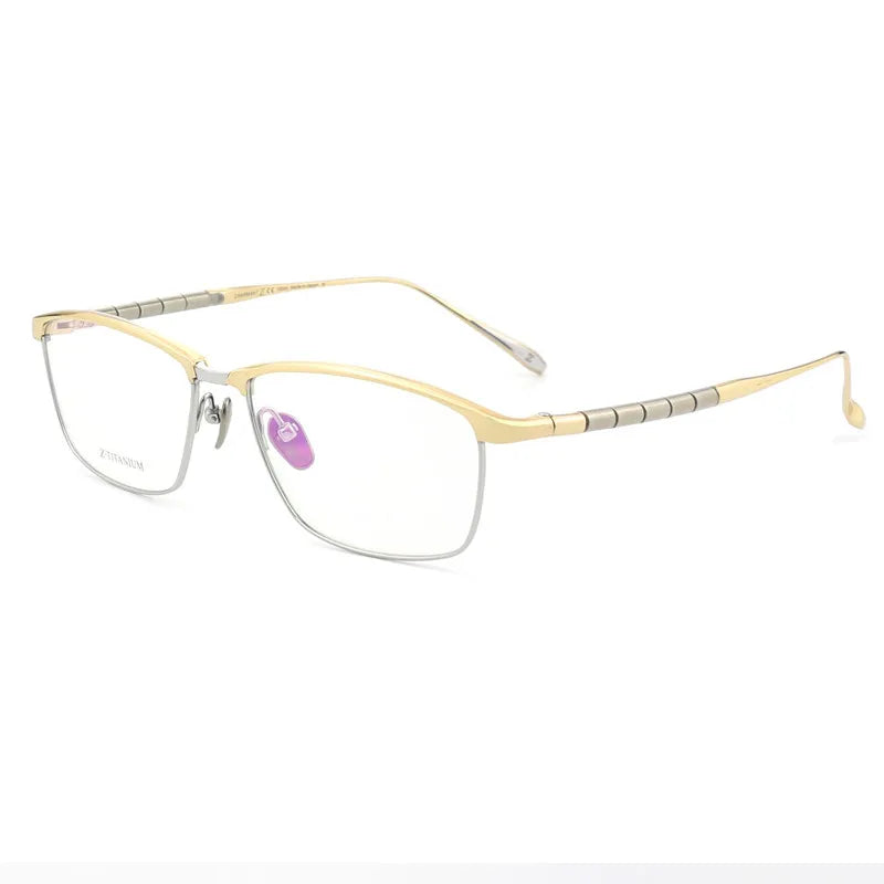 Aimee Unisex Semi Rim Square Titanium Eyeglasses 27013 Semi Rim Aimee Golden  