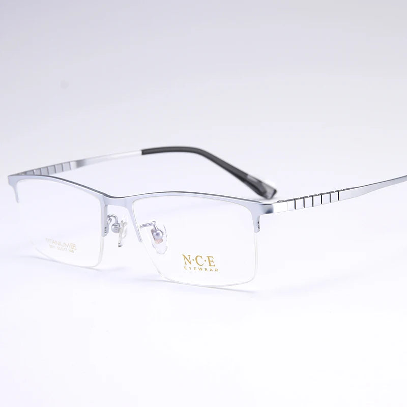 Reven Jate Men's Semi Rim Square Titanium Eyeglasses 65011