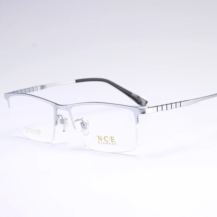 Reven Jate Men's Semi Rim Square Titanium Eyeglasses 65011