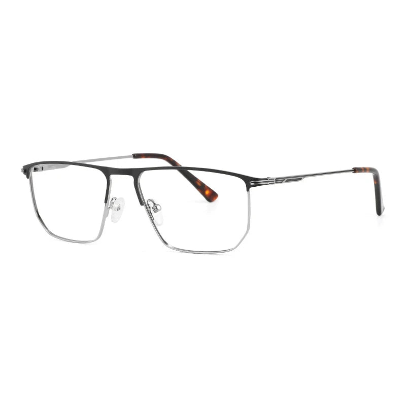 Gatenac Unisex Full Rim Square Brow Line Alloy Eyeglasses 71503 Full Rim Gatenac Silver  