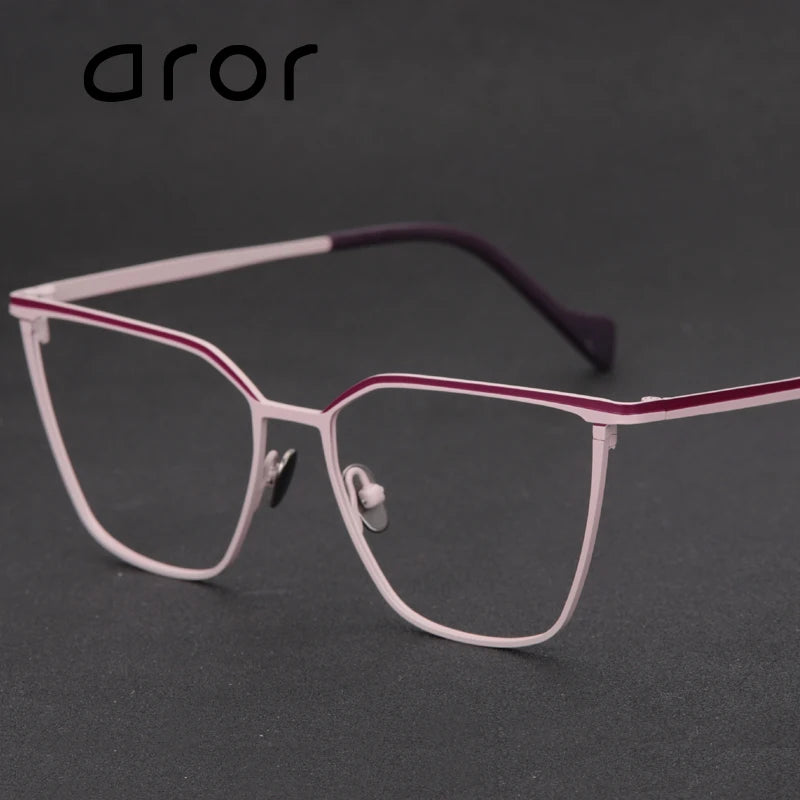 Aror Unisex Full Rim Brow Line Square Cat Eye Titanium Eyeglasses 77924