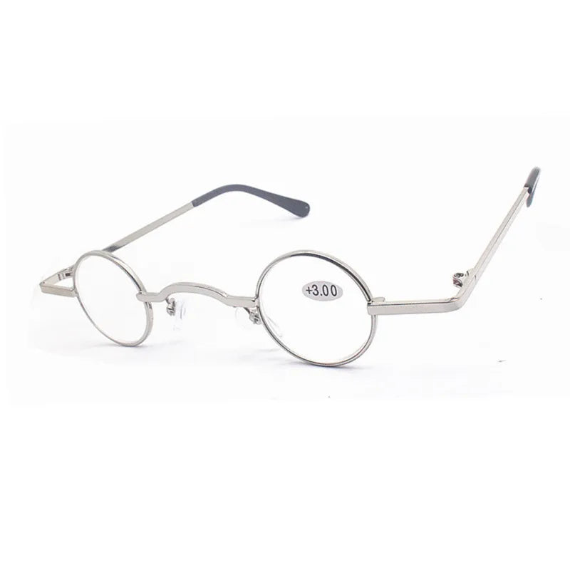 Cubojue Unisex Full Rim Small Round Alloy Reading Glasses 2330 Reading Glasses Cubojue +250 Silver 