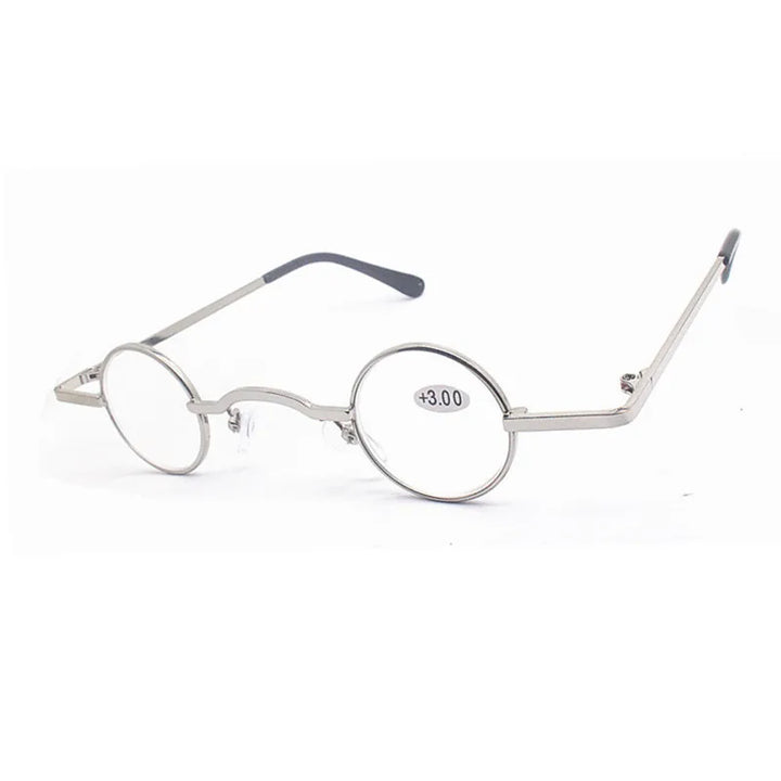 Cubojue Unisex Full Rim Small Round Alloy Reading Glasses 2330 Reading Glasses Cubojue +250 Silver 