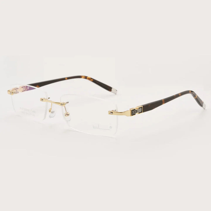 Cubojue Men's Rimless Square Alloy Acetate Eyeglasses 58026 Reading Glasses Cubojue M1 gold