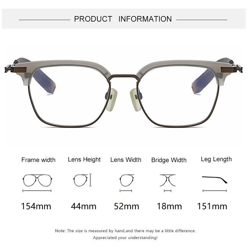 Eleccion Men's Full Rim Big Square Acetate Titanium Eyeglasses 4107