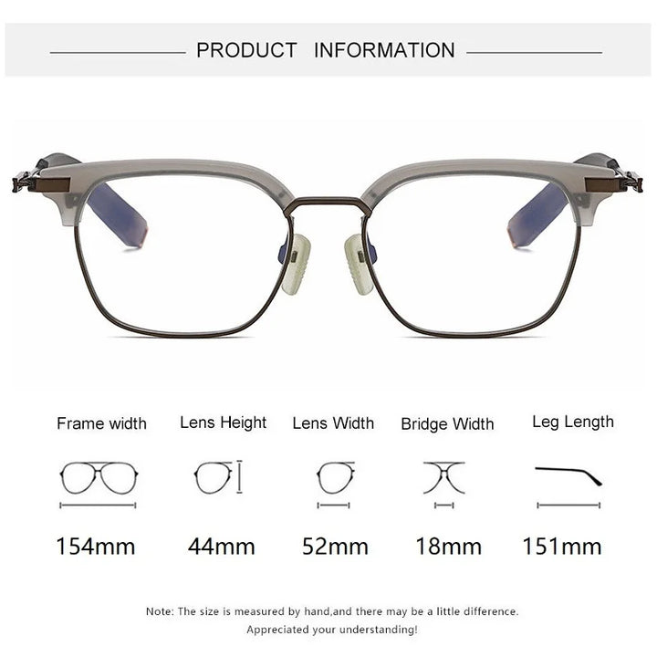 Eleccion Men's Full Rim Big Square Acetate Titanium Eyeglasses 4107