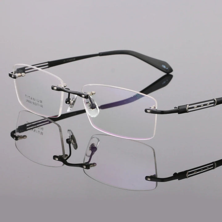 Bclear Unisex Rimless Square Titanium Eyeglasses 89264
