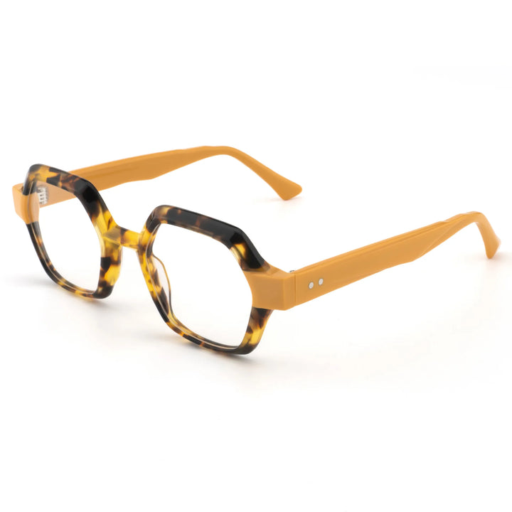 Hewei Unisex Full Rim Polygon Acetate Eyeglasses 923076