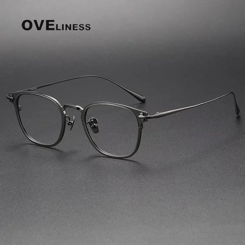 Oveliness Women's Full Rim Square Titanium Acetate Eyeglasses 13821 Full Rim Oveliness gun  