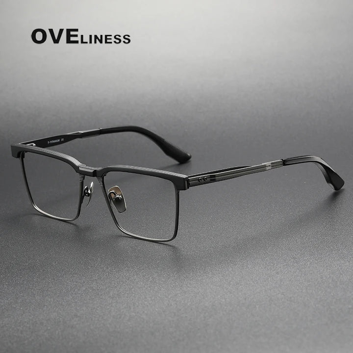 Oveliness Unisex Full Rim Square Acetate Titanium Eyeglasses 369137