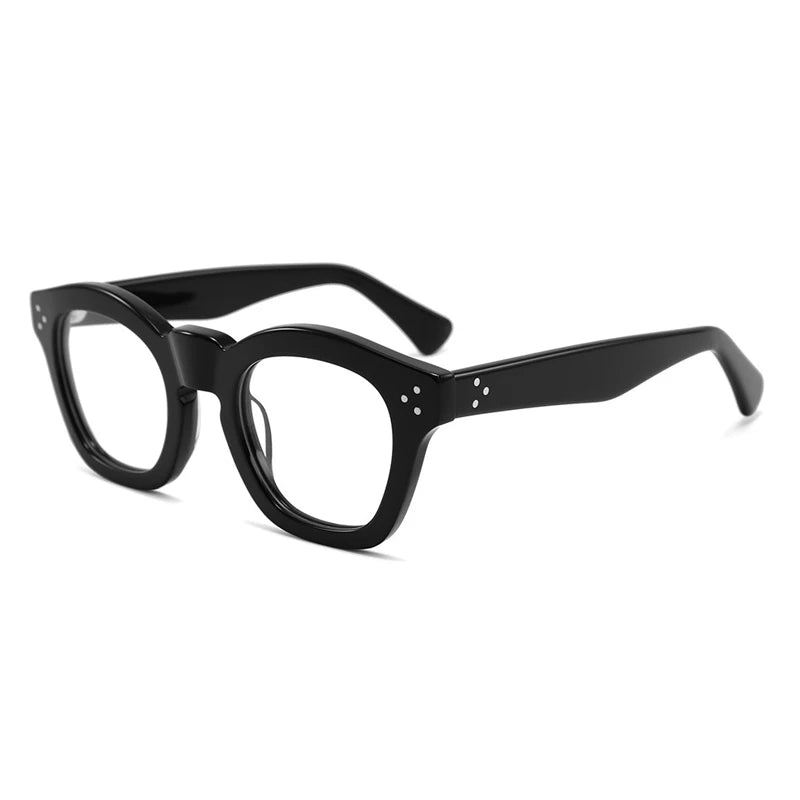 Gatenac Unisex Full Rim Square Thick Acetate Eyeglasses Gxyj1480 Full Rim Gatenac Black  