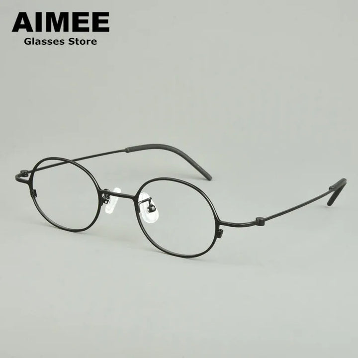 Aimee Unisex Full Rim Small Round Titanium Eyeglasses 14516 Full Rim Aimee Black  