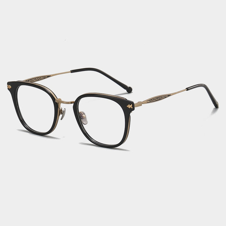 Gatenac Unisex Full Rim Square Acetate Titanium Eyeglasses Gxyj1059 Full Rim Gatenac   