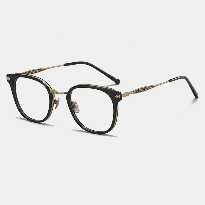 Gatenac Unisex Full Rim Big Square Acetate Titanium Eyeglasses 1059 Full Rim Gatenac   