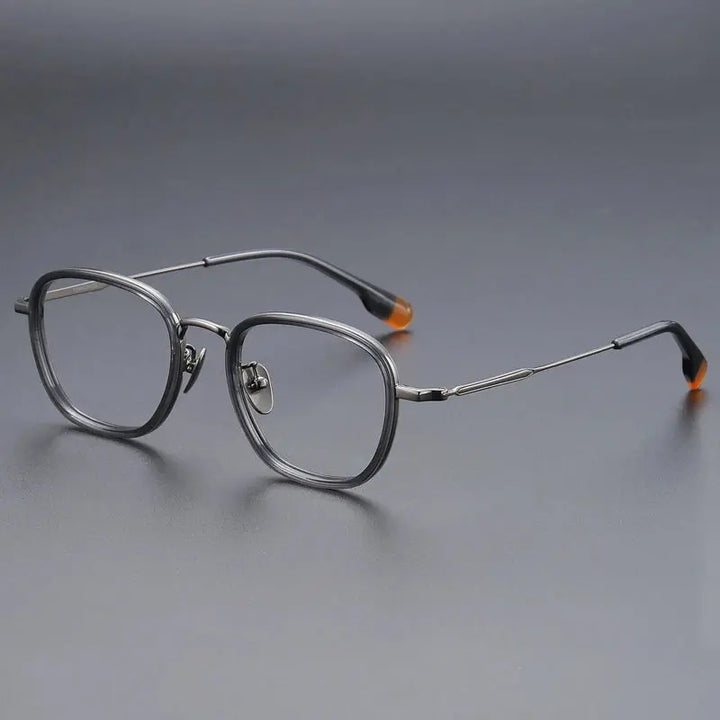 Gatenac Unisex Full Rim Oval Square Acetate Titanium Eyeglasses 787809 FuzWeb