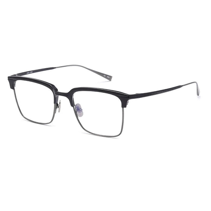 Hdcrafter Men's Full Rim Square Titanium Eyeglasses S1905 Full Rim Hdcrafter Eyeglasses Black-Gun  