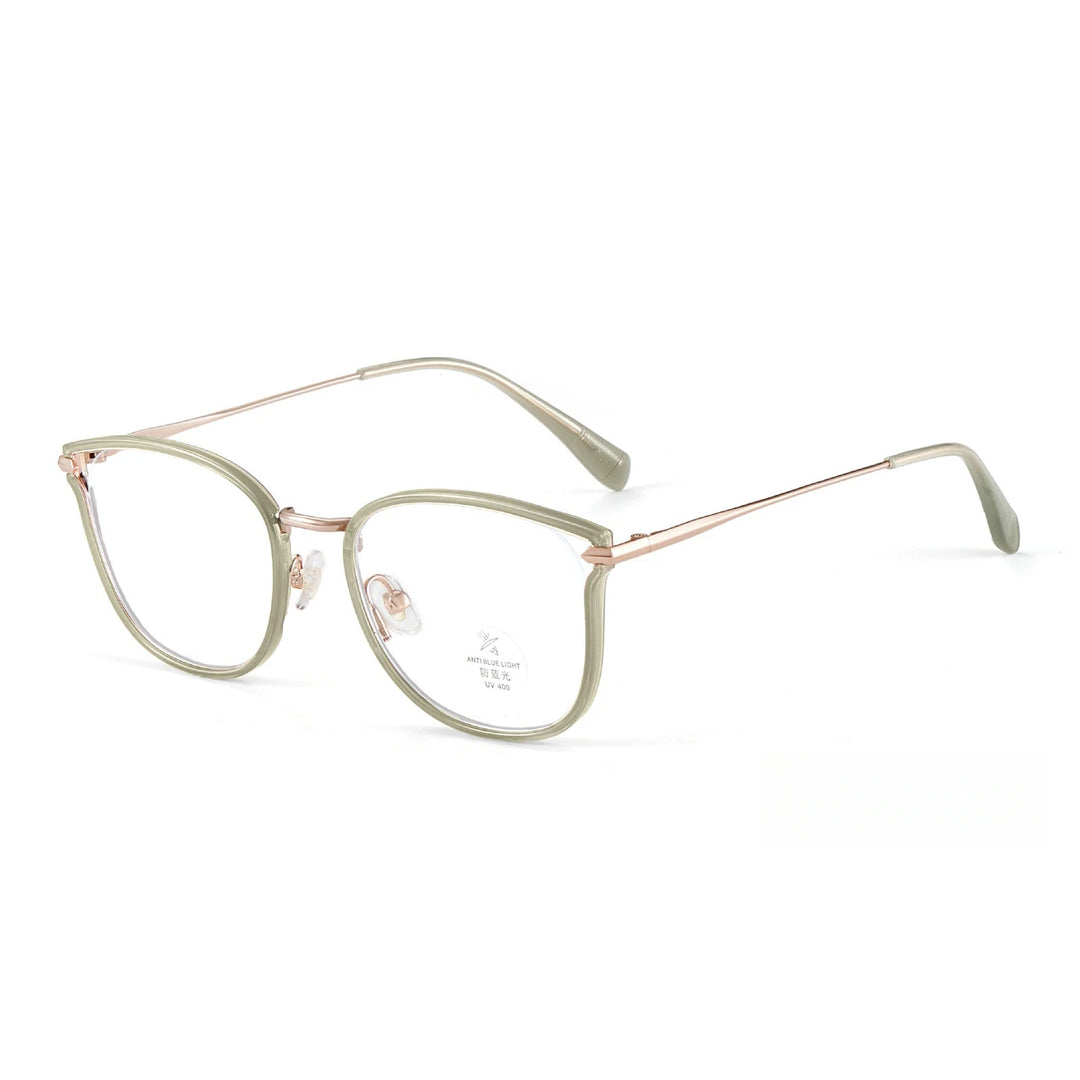 Yimaruili Women's Full Rim Square Cat Eye Alloy Tr 90 Eyeglasses Y2293 Full Rim Yimaruili Eyeglasses Jelly Green C8  