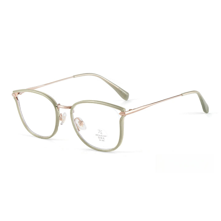 Yimaruili Women's Full Rim Square Cat Eye Alloy Tr 90 Eyeglasses Y2293 Full Rim Yimaruili Eyeglasses Jelly Green C8  