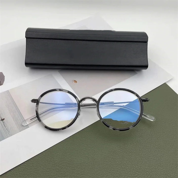 Aimee Unisesx Full Rim Round Titanium Eyeglasses 19116 Full Rim Aimee   