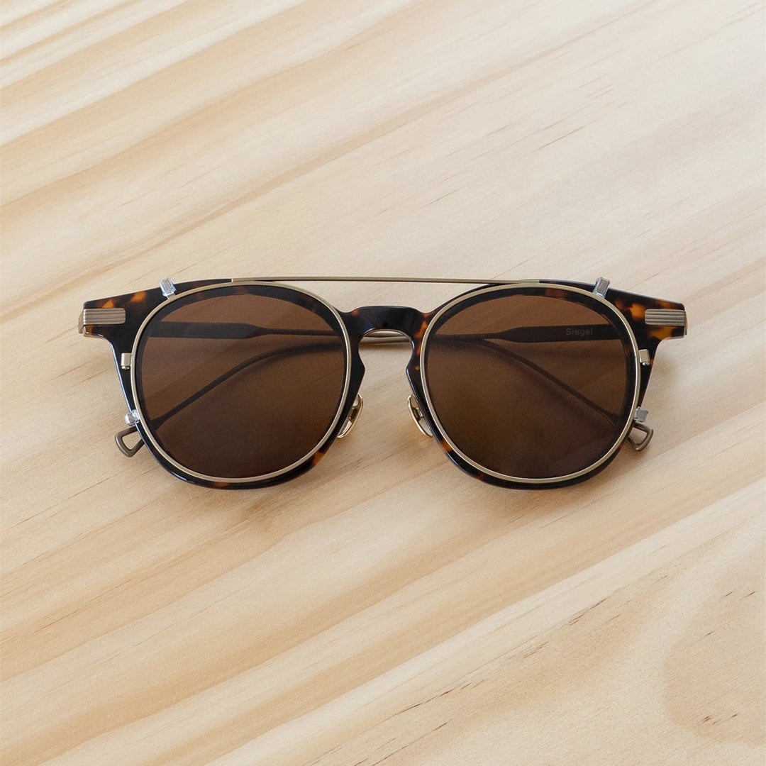 Blackmask Unisex Square Acetate Eyeglasses with Polarized Clip-On Sunglasses BM-SI