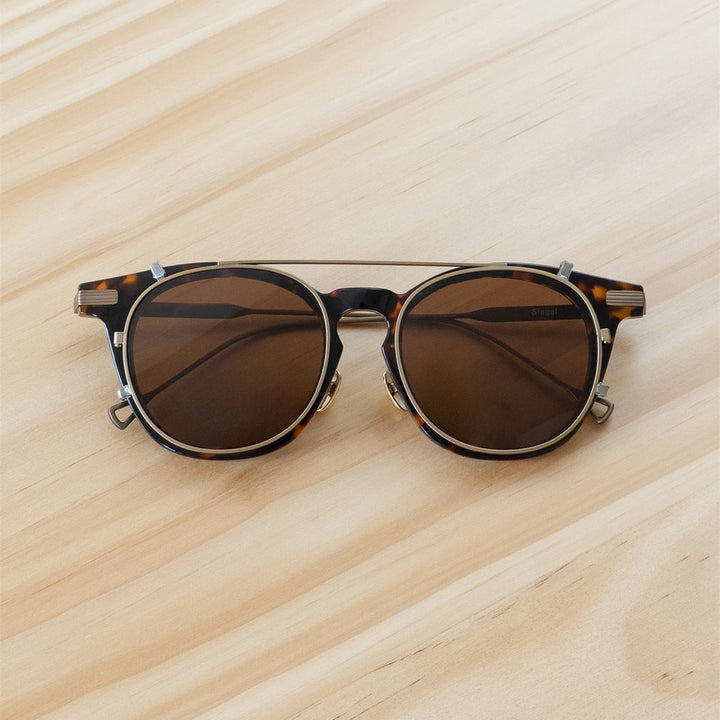 Blackmask Unisex Square Acetate Eyeglasses with Polarized Clip-On Sunglasses BM-SI