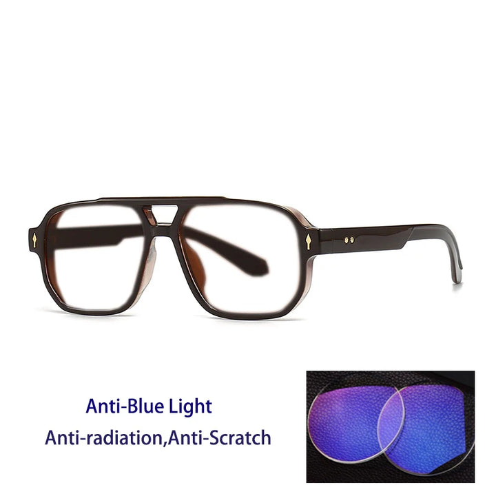 Kocolior Unisex Full Rim Square Double Bridge Tr 90 Alloy Reading Glasses 76061