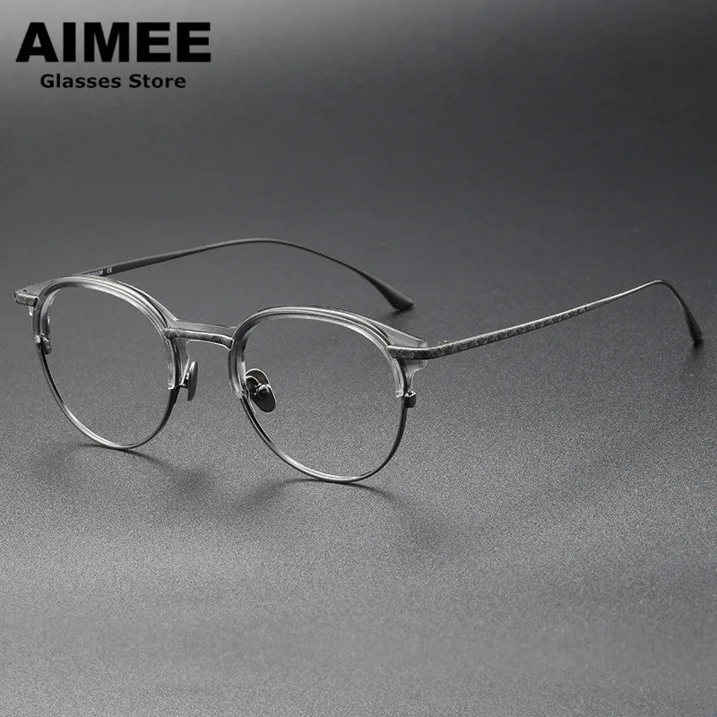 Aimee Unisex Full Rim Round Oval Titanium Acetate Eyeglasses 12516