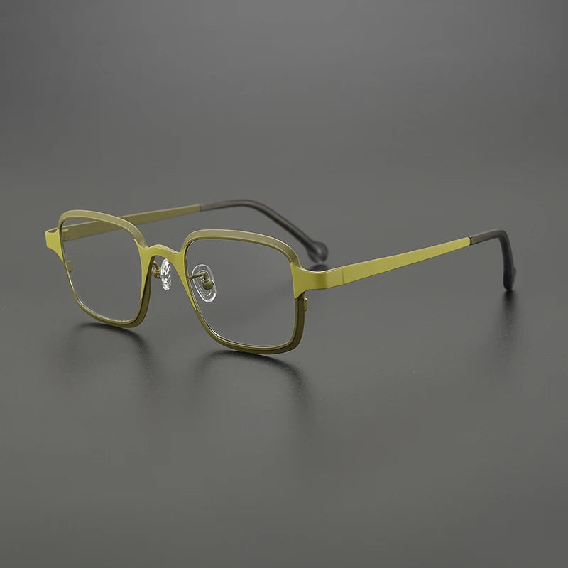 Gatenac Unisex Full Rim Square Titanium Eyeglasses Gxyj1504 Full Rim Gatenac Yellow  