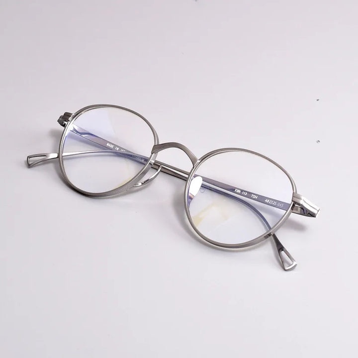 Black Mask Unisex Full Rim Round Titanium Eyeglasses BM-KN113