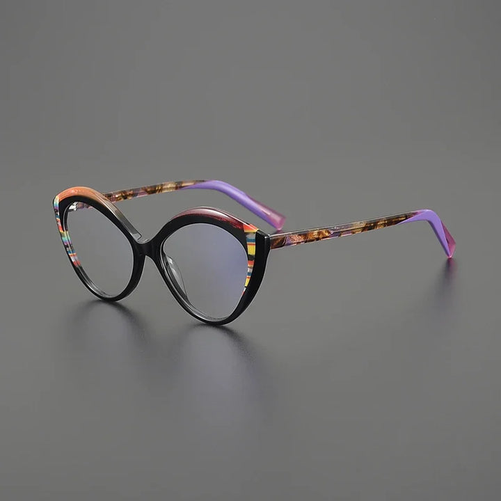 Hewei Unisex Full Rim Oval Cat Eye Acetate Eyeglasses 16145