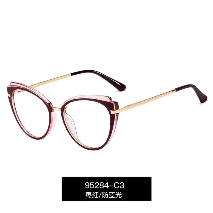 Handoer Women's Full Rim Oval Tr 90 Alloy Eyeglasses 95284