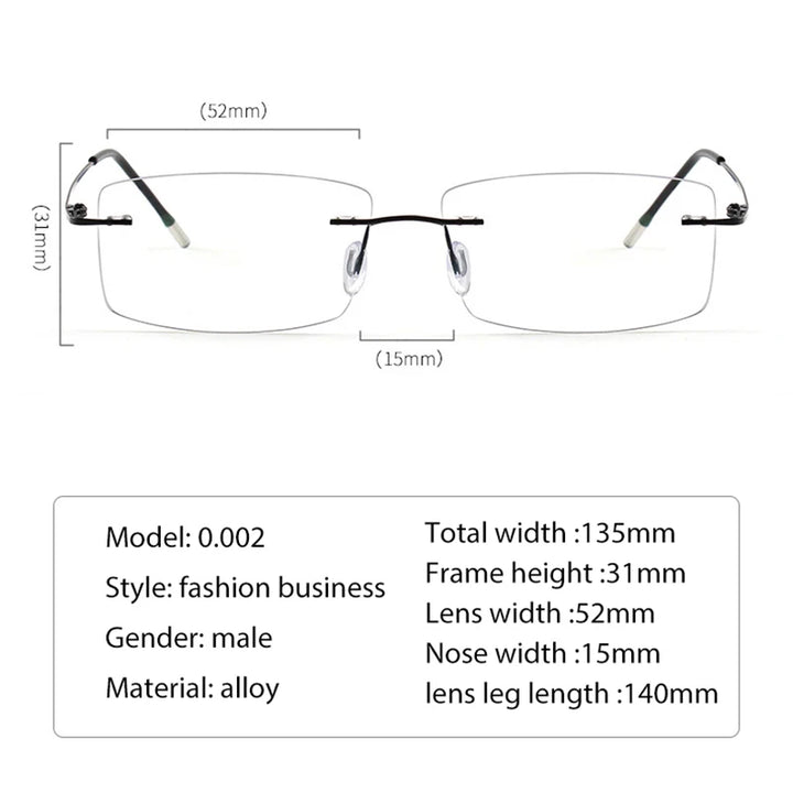 Hotochki Women's Rimless Square Titanium-Alloy Eyeglasses 491002