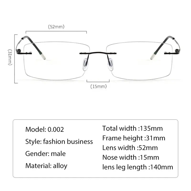 Hotochki Women's Rimless Rectangle Alloy Frames 002000 FuzWeb