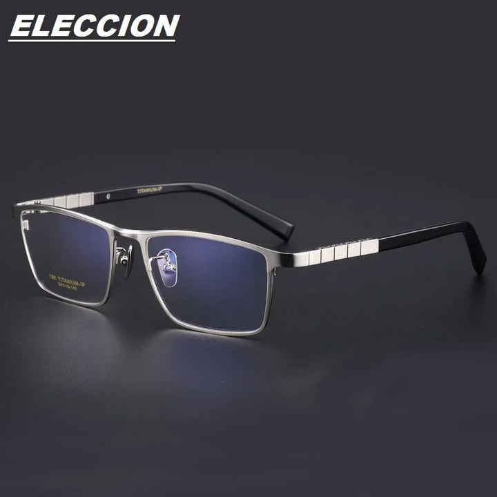 Eleccion Men's Full Rim Square Titanium Eyeglasses 91067