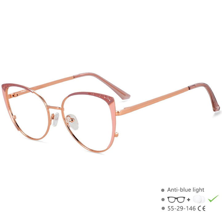 CCSpace Unisex Full Rim Square Cat Eye Alloy Eyeglasses 55892 Full Rim CCspace BeanPink China 