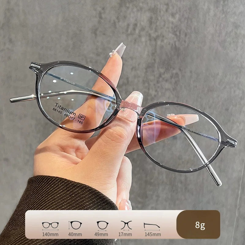Xbora Unisex Full Rim Oval Round Acetate Titanium Eyeglasses 86145