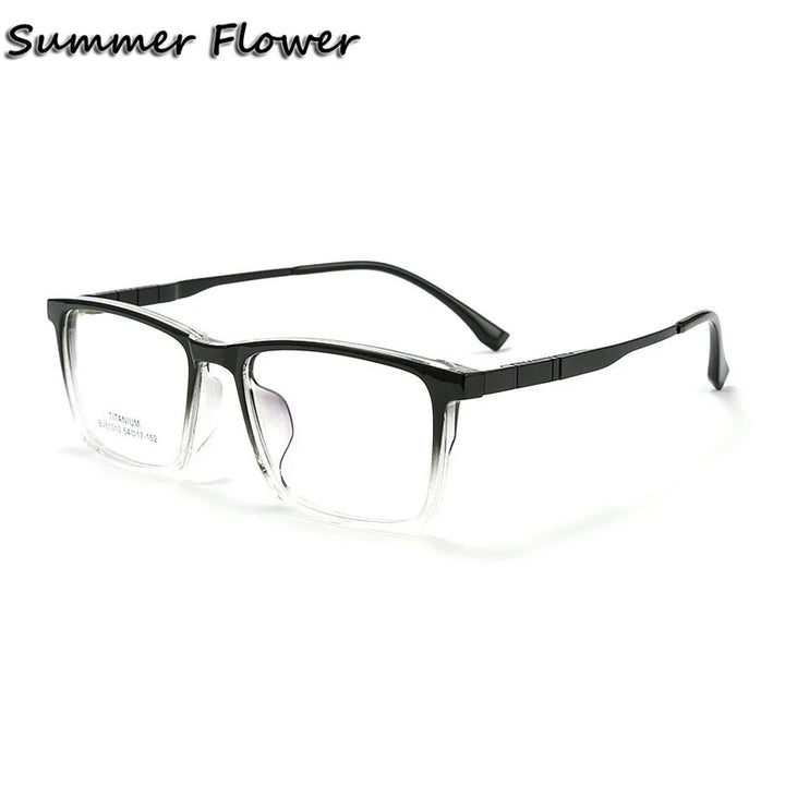 Summer Flower Unisex Full Rim Square Tr 90 Titanium Eyeglasses 61010 Full Rim Summer Flower Gradient Black