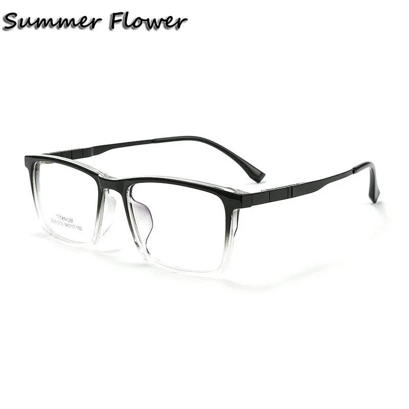 Summer Flower Unisex Full Rim Square Tr 90 Titanium Eyeglasses 610106