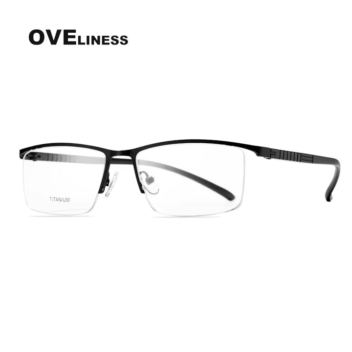 Oveliness Men's Semi Rim Brow Line Square Alloy Eyeglasses 9864 Semi Rim Oveliness black  