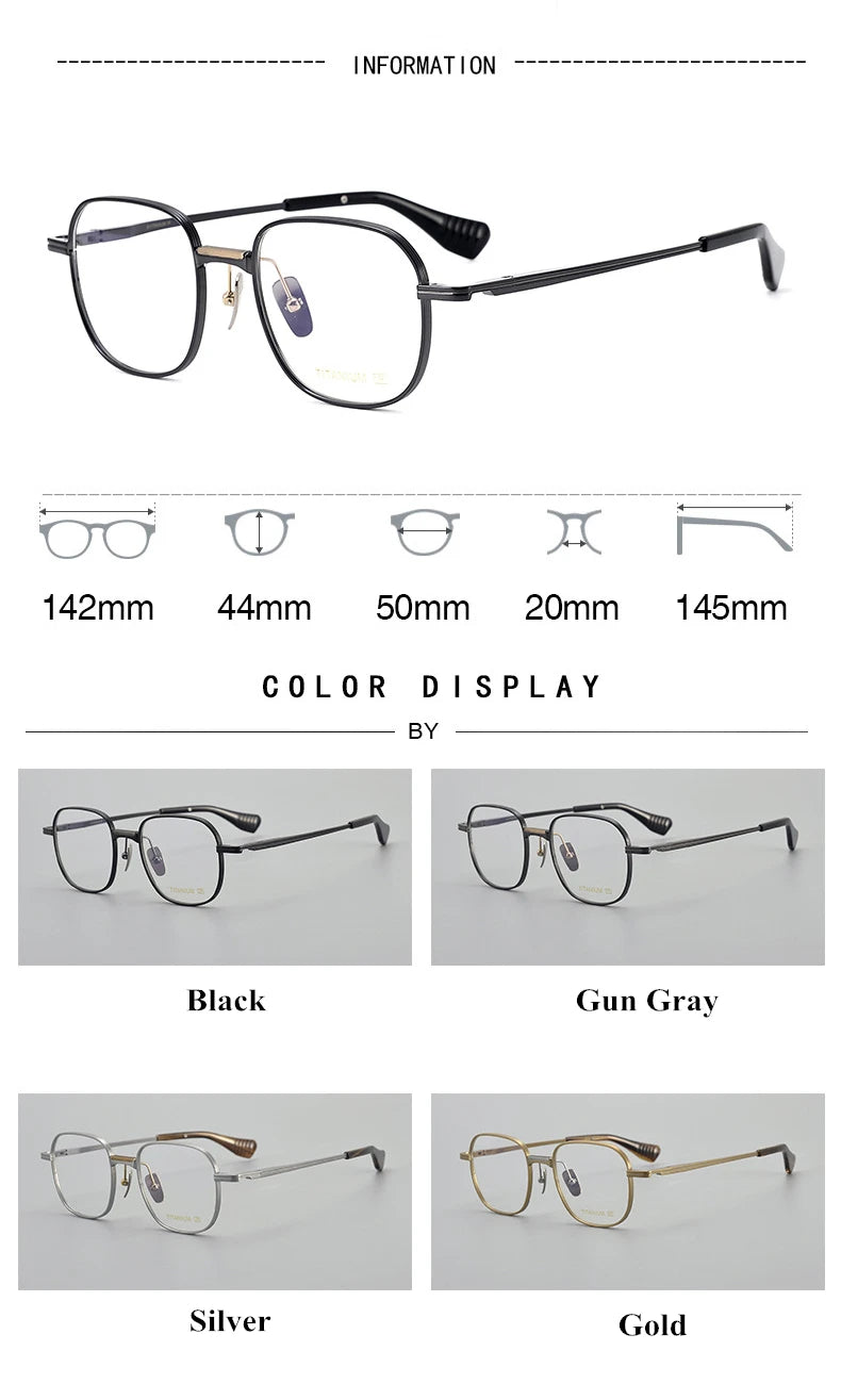 Black Mask Unisex Full Rim Irregular Square Titanium Eyeglasses 914251 Full Rim Black Mask