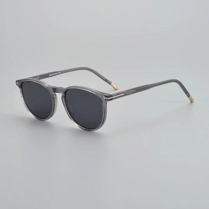 Black Mask Unisex Full Rim Acetate Round Polarized Sunglasses 5608b Sunglasses Black Mask Clear Grey As Shown 