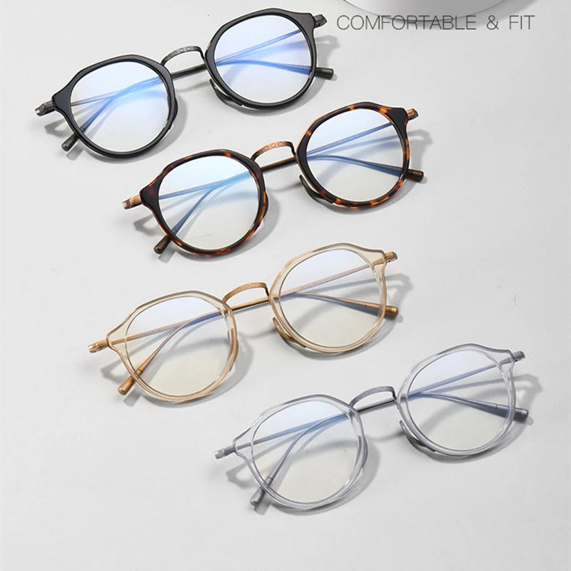 Black Mask Unisex Full Rim Round Titanium Eyeglasses BM-KM1113