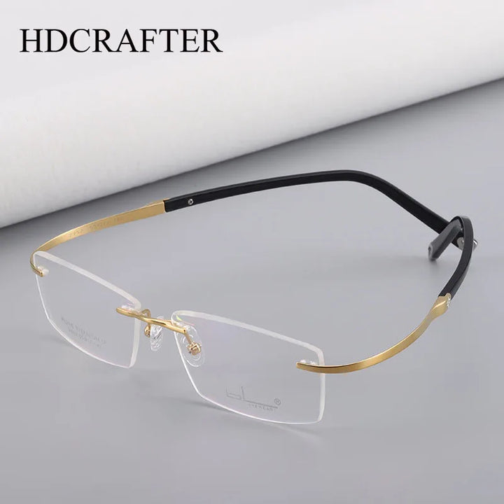 Hdcrafter Unisex Rimless Rectangle Screwless Titanium Eyeglasses 2952 Rimless Hdcrafter Eyeglasses   