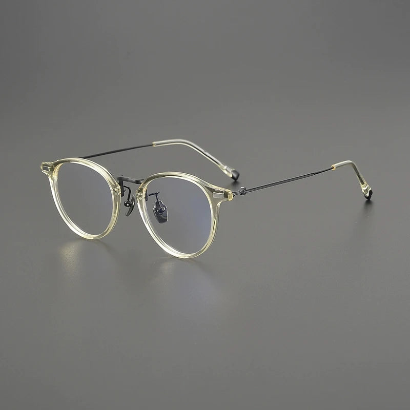 Gatenac Unisex Full Rim Round Acetate Titanium Eyeglasses G8001