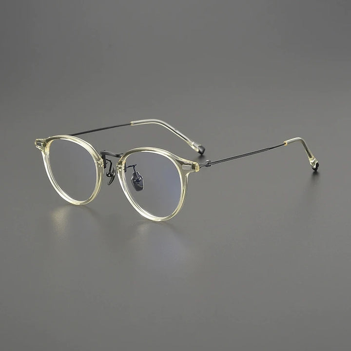 Gatenac Unisex Full Rim Round Acetate Titanium Eyeglasses G8001
