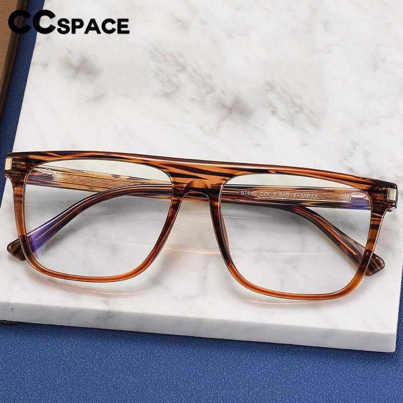 CCSpace Men's Full Rim Flat Top Square Tr 90 Titanium Eyeglasses 56640 Full Rim CCspace   
