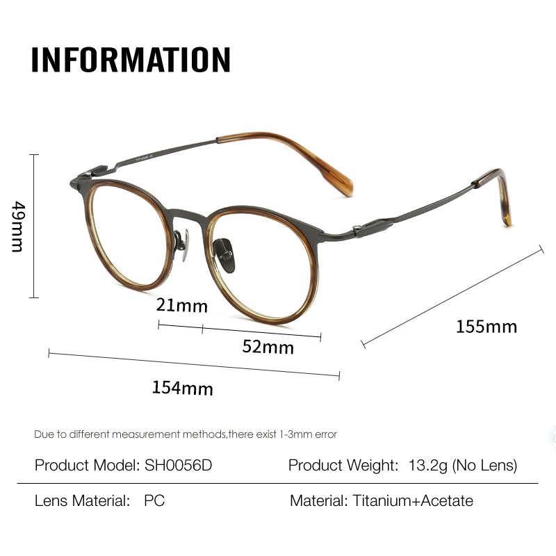 Muzz 0056D unisex round titanium acetate prescription eyeglasses — view 2