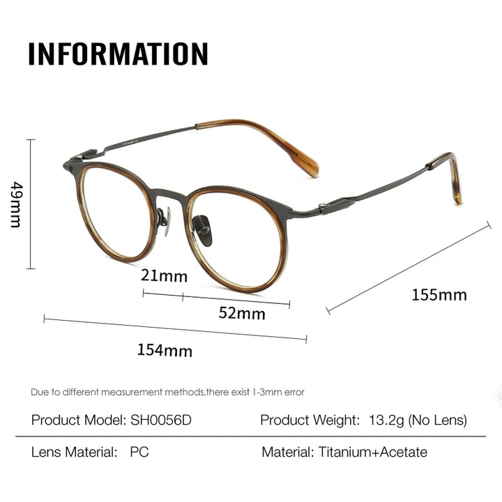 Muzz 0056D unisex round titanium acetate prescription eyeglasses — view 2